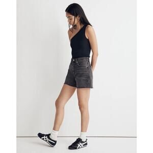 Madewell High Rise Relaxed Mid-Length Denim Shorts Washed/Faded Black Size 27